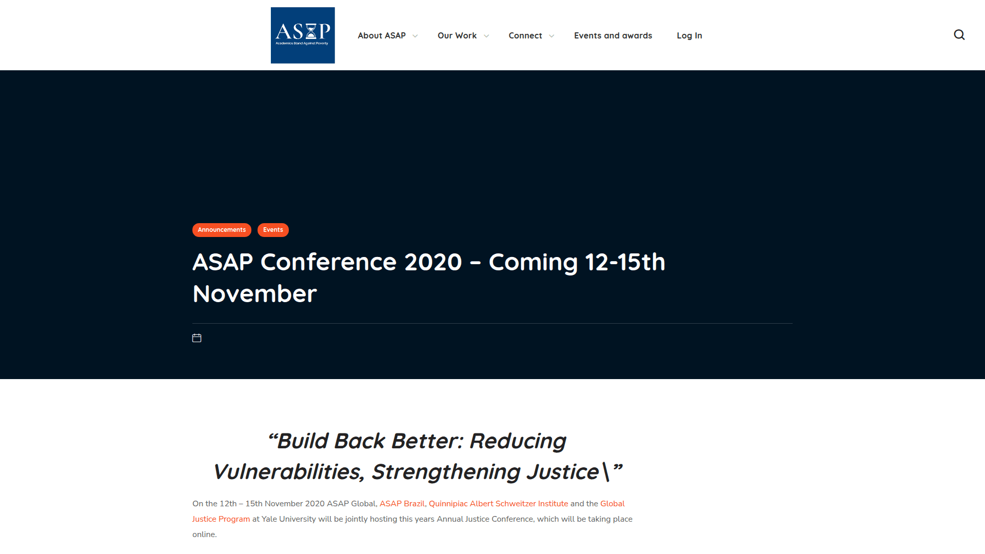 ASAP Conference 2020 – Coming 12-15th November