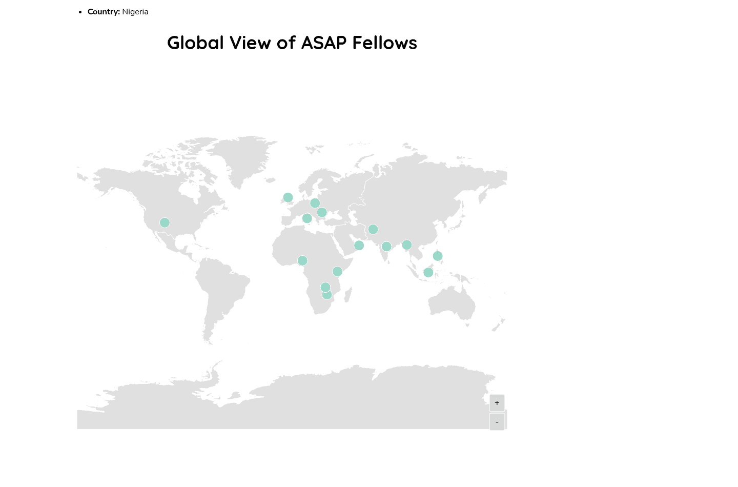 Map showing global chapter presence